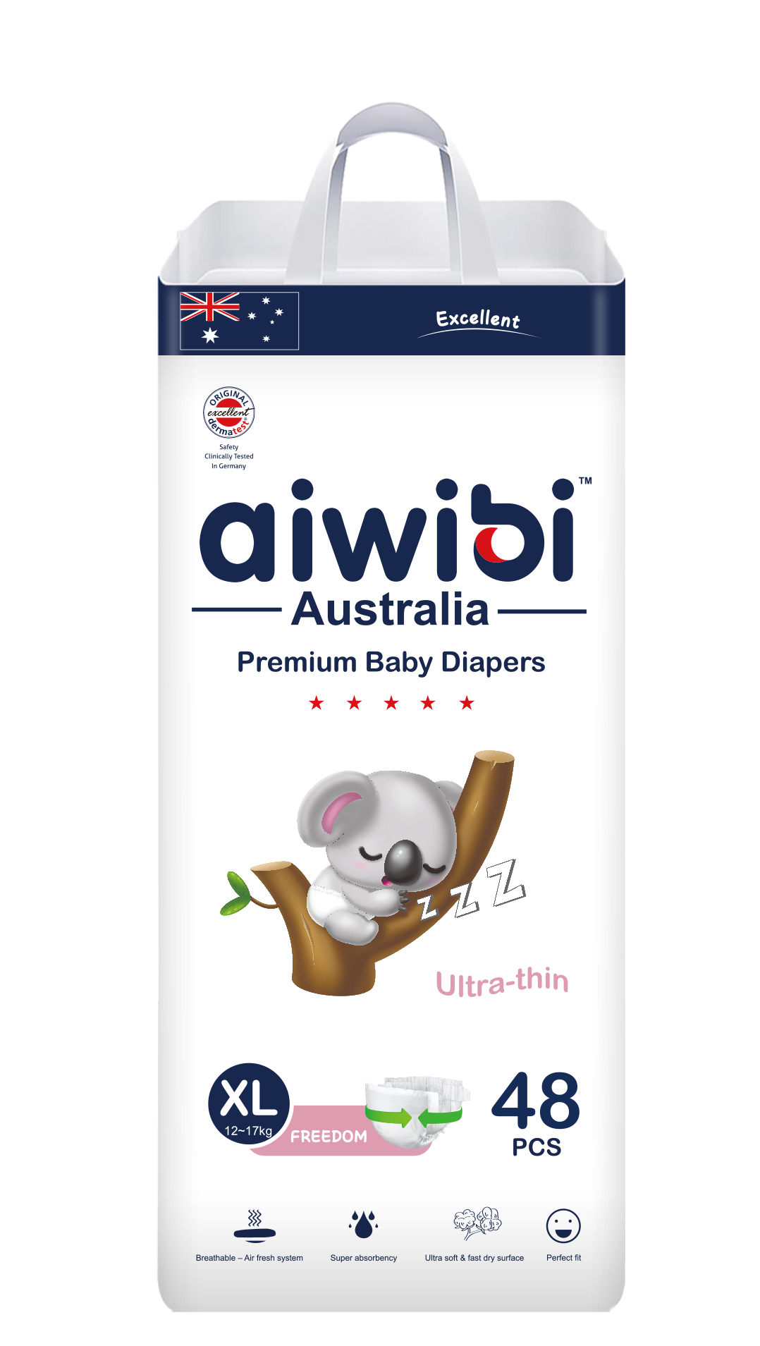 AIWIBI Մանկական Տակդիրներ Պրեմիում AWB-07 XL Չափս 12-17կգ  (48 հատանոց)