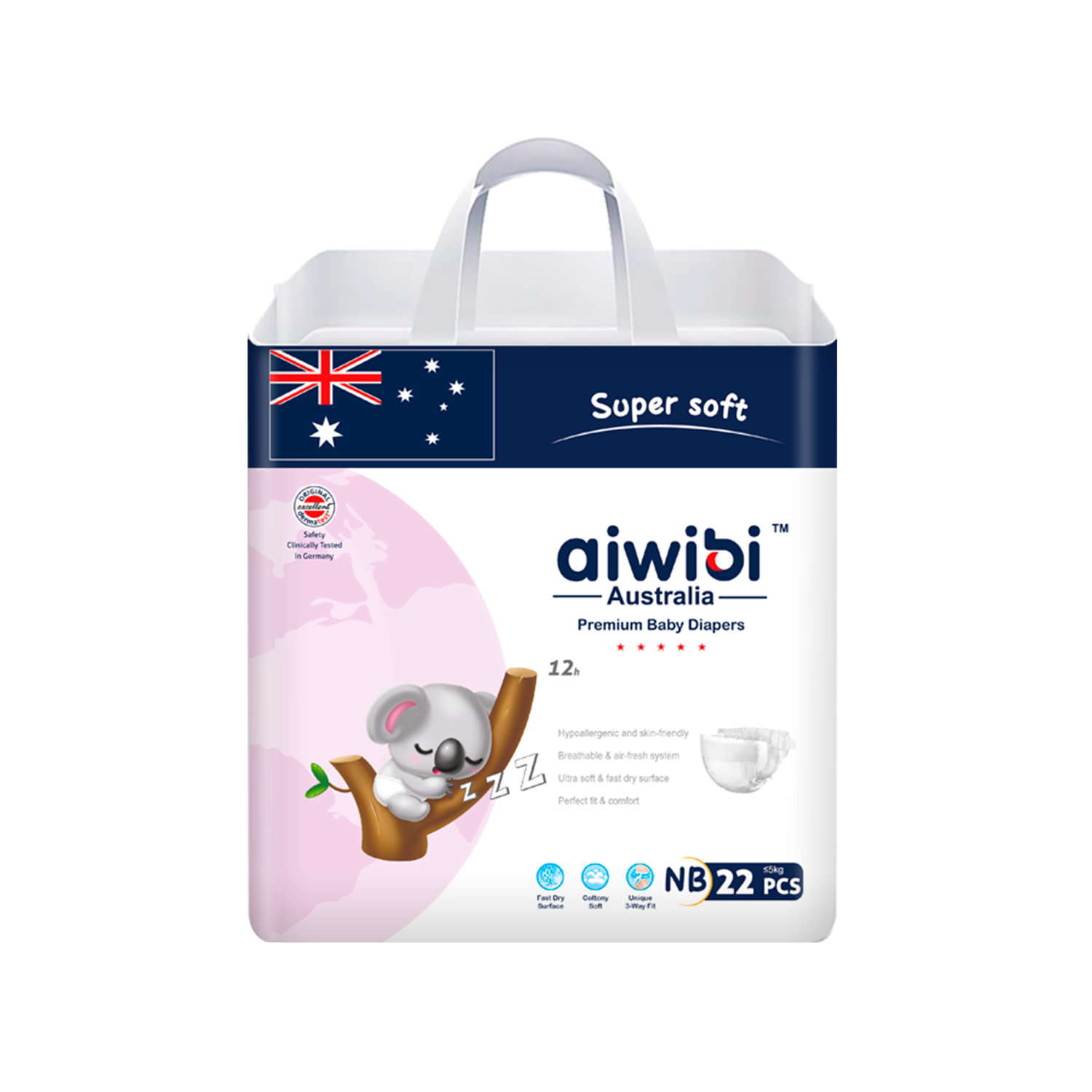 AIWIBI Մանկական Տակդիրներ Պրեմիում  NB Չափս մինչև 5կգ (22 հատանոց)